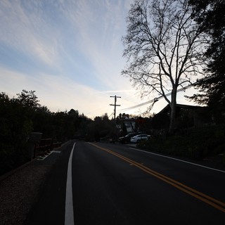 Twilight Road in Suburban Neighborhood