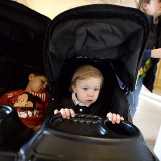 Young Children in Double Stroller at Asian Art Museum