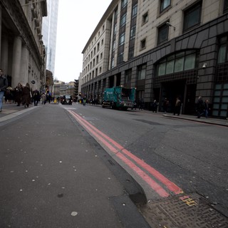 Urban Street View with Red Lines in London