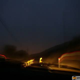 Blurry Night Drive on the Highway