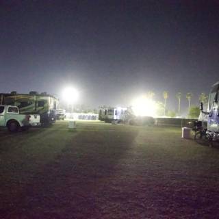 Illuminated Nighttime Oasis: Coachella 2024 Campground