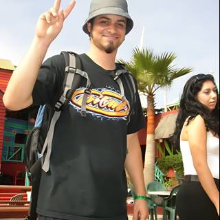 Man with Hat and Backpack in Ensenada