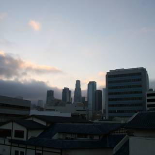 View of City Skyline from Rooftop
