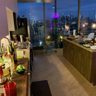 A Kitchen with a Skyline View