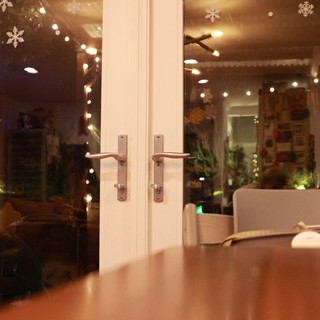 Cozy Christmas Evening Through French Doors