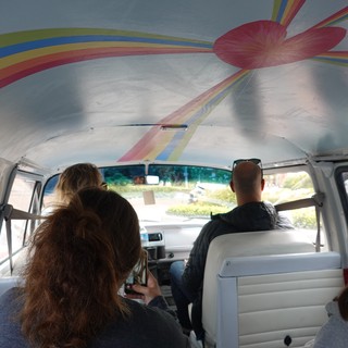 Rainbow Road Trip Inside Colorful Van