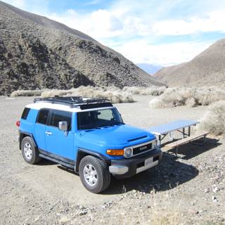 Desert Drive in a Blue Jeep