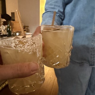 Margaritas with Salt Rim at Home Gathering
