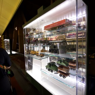 Vintage Model Train Collection Display in Museum