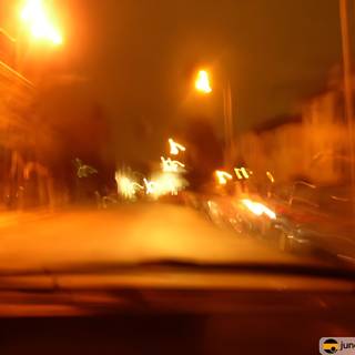 Blurry Night Street Scene in the City