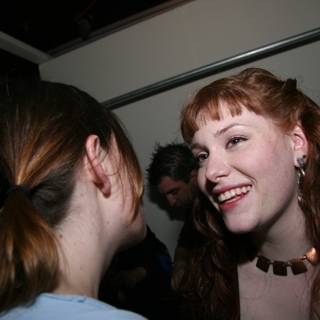 Redhead chats with friend