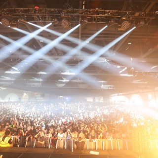 Massive EDM Crowd Illuminated by Laser Light Show
