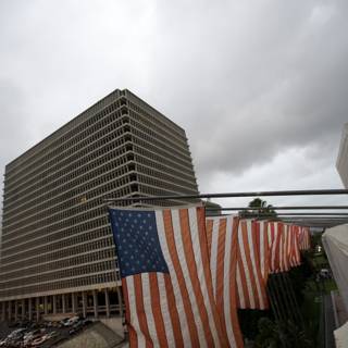 Office Building with American Flags