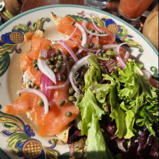 Brunch with Salmon and Salad