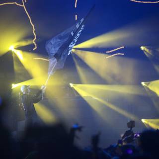 Flag bearer at Coachella rock concert