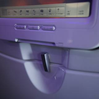 Purple high-tech airplane seat