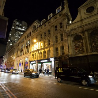 Historic London Street Scene at Night