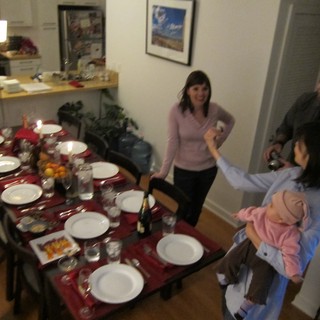 Hanukkah Dinner Party Gathering with Friends and Baby