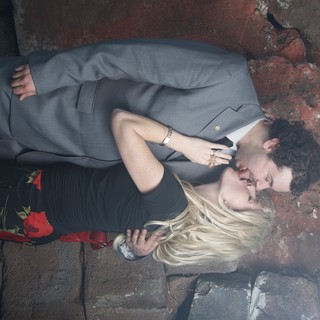 Passionate Kiss at Halloween Party Rocky Backdrop