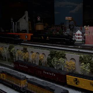 Miniature train journey through a bustling city