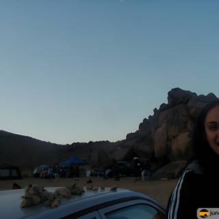 Desert Adventure with Blue Sky and Rock Formation