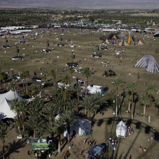 Aerial View of Coachella Festival Night Life