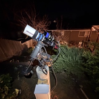 Backyard Astrophotography Setup at Night
