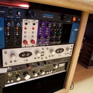 A Plywood Rack of Audio Equipment in Crystal Method's Studio