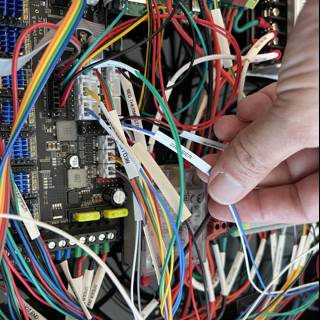 Man with Multicolored Circuit Wiring
