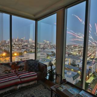 Fireworks Spectacle from a Penthouse Window