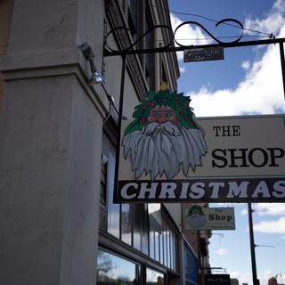 Vintage Christmas Shop Sign in Historic District