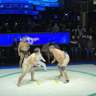 Intense Shoving in World Sumo Wrestling Tournament