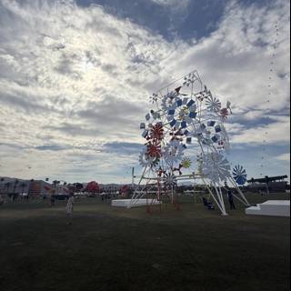 Whimsical Wheels Under a Cloudy Sky