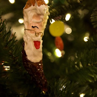 Whimsical Santa Chocolate Dipped Pretzel Christmas Ornament