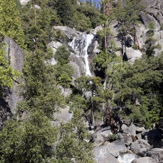 Cascade Falls Through Rocky Sierra Nevada Forest