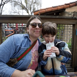 Mother and Son Moment at the Zoo