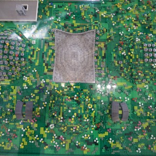 Aerial View of LEGO Garden with Central Building