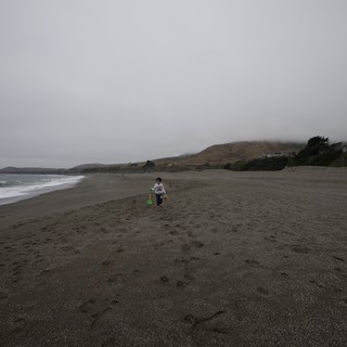 Child Running on Foggy Northern California Beach