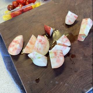 Freshly Sliced Summer Produce on a Cutting Board
