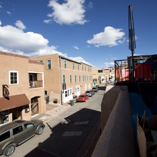 Sunlit Street in Historic Downtown Santa Fe