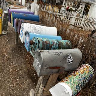 Graffiti-Clad Mailboxes in Madrid, New Mexico