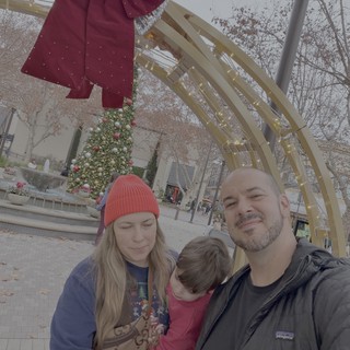 Family Holiday Photo at Festive Shopping Center