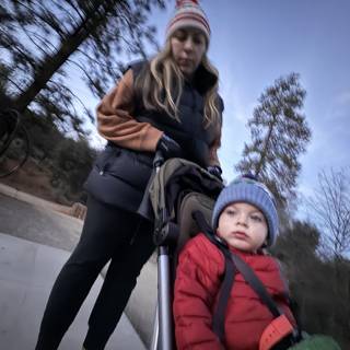 Winter Stroll with Mom and Baby
