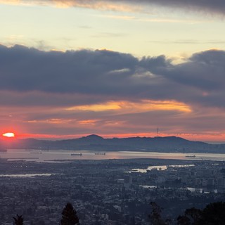 Golden Sunset Over San Francisco Bay from Oakland Hills