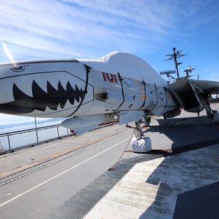 F-14 Tomcat with Shark Mouth on USS Hornet