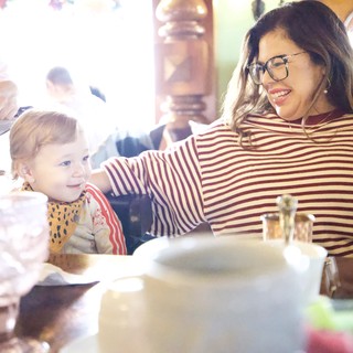 Mother and Child Enjoying Tea Time at Madonna Inn