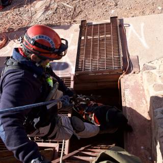 Rescuer Descends into Mine