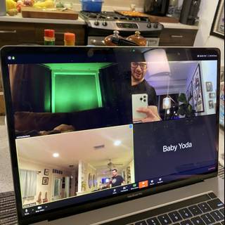 Green Screen Laptop in the Kitchen