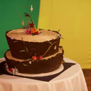 Beautiful Wedding Cake with Flower Arrangement