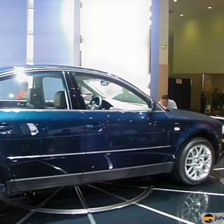 Sleek Blue Sedan on Display at LA Auto Show